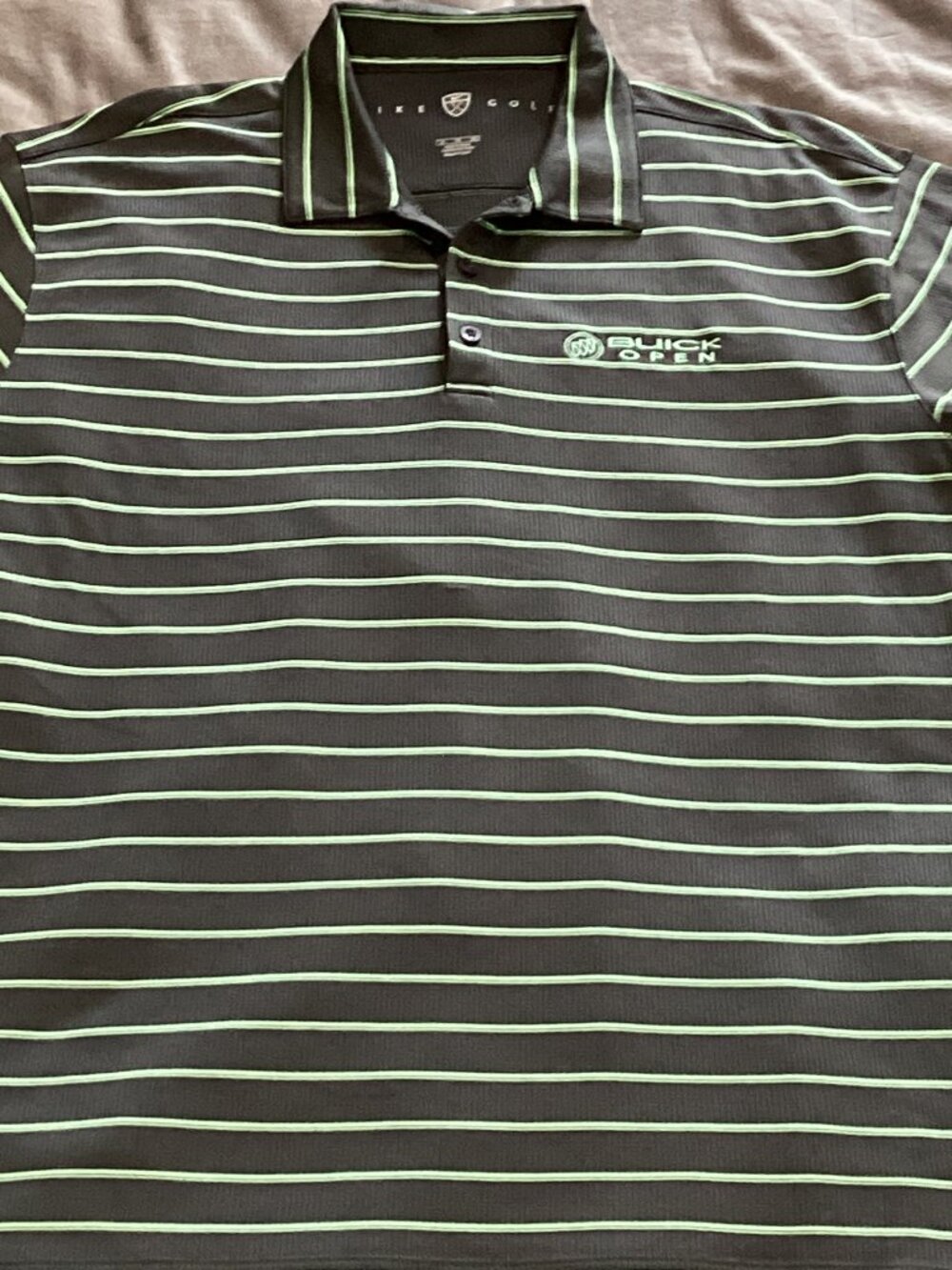 Nike Golf Charcoal Gray and Green Striped Polo Golf Shirt - XL